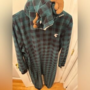 Children’s Place adult moose plaid onesie